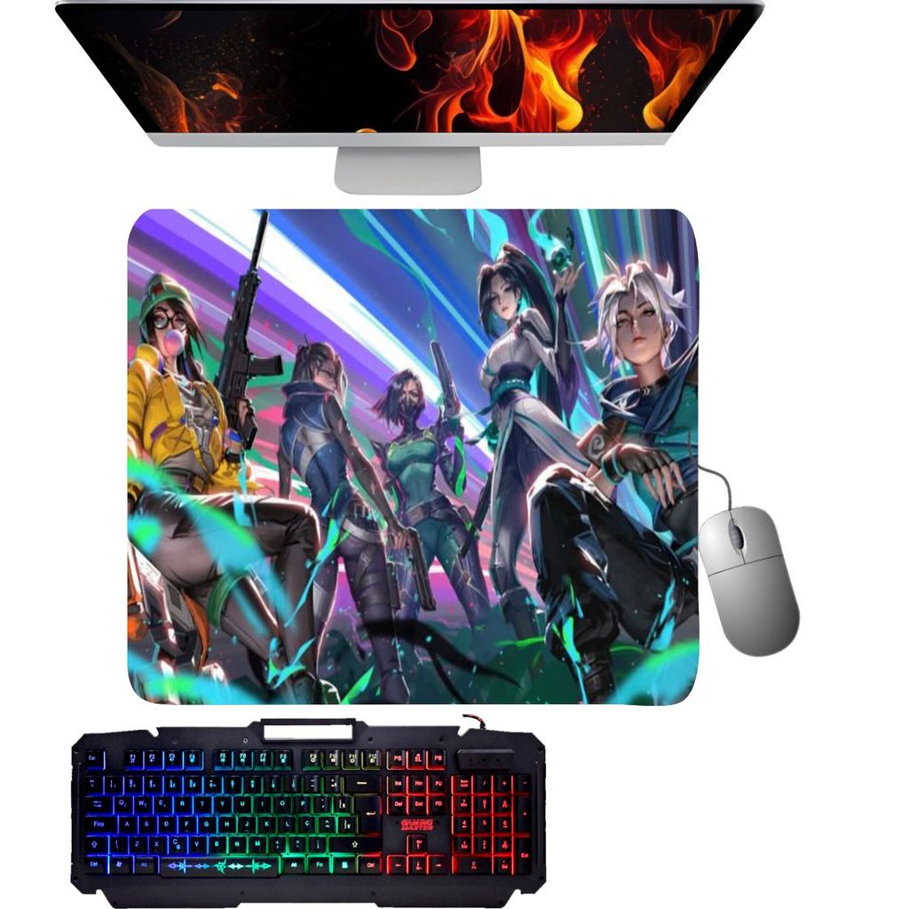Mouse pad gamer grande- Valorant Girls, Viper, Sage, Jett, Killjoy