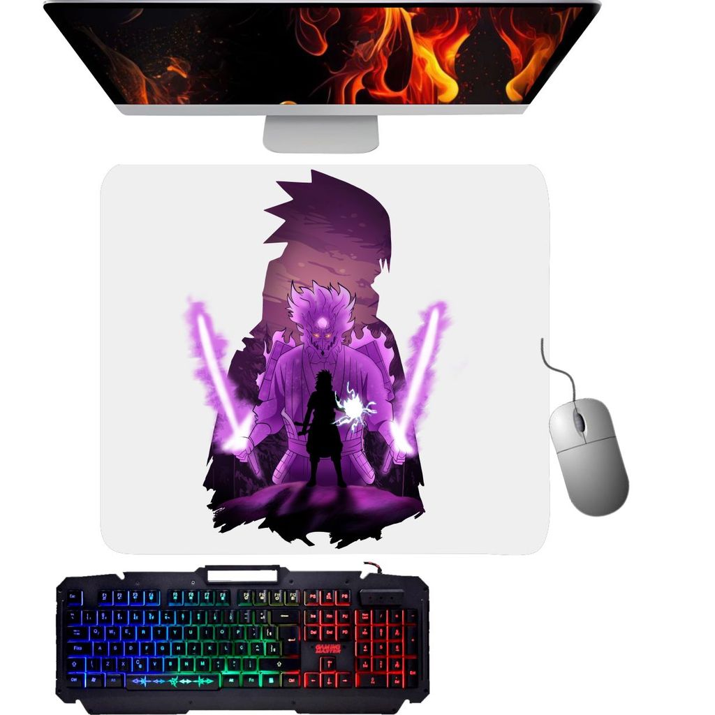 Mouse Pad gamer - naruto - Sasuke com Susanoo roxo