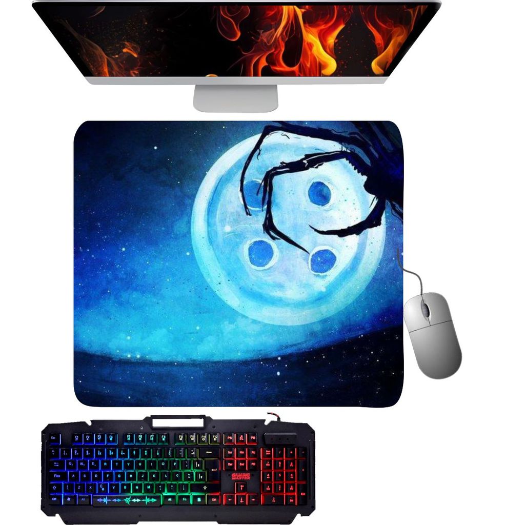 Mouse pad gamer - Lua de botao Coraline
