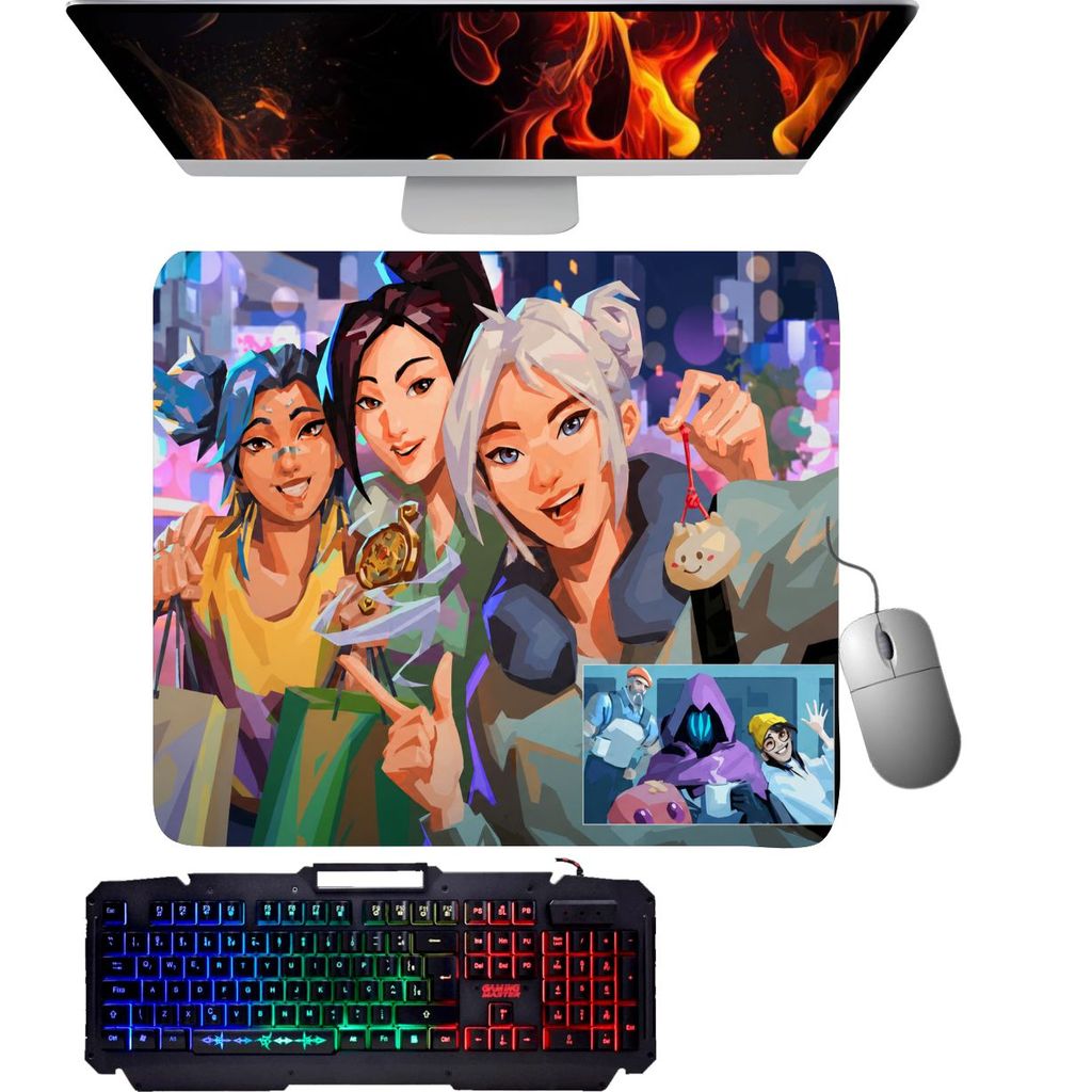 Mouse Pad Gamer - jett, neon and sage VALORANT