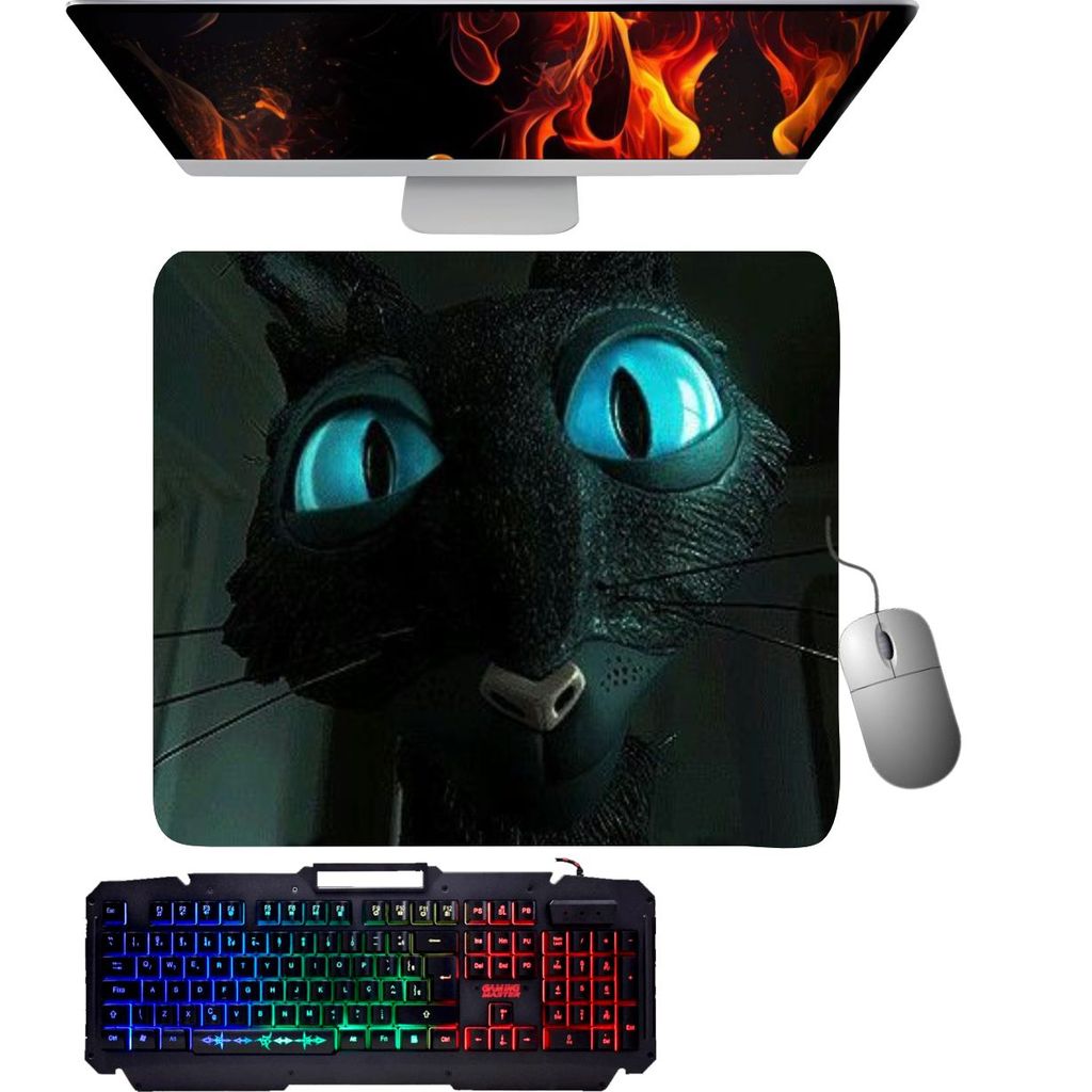 Mouse Pad Gamer - Gato da Coraline