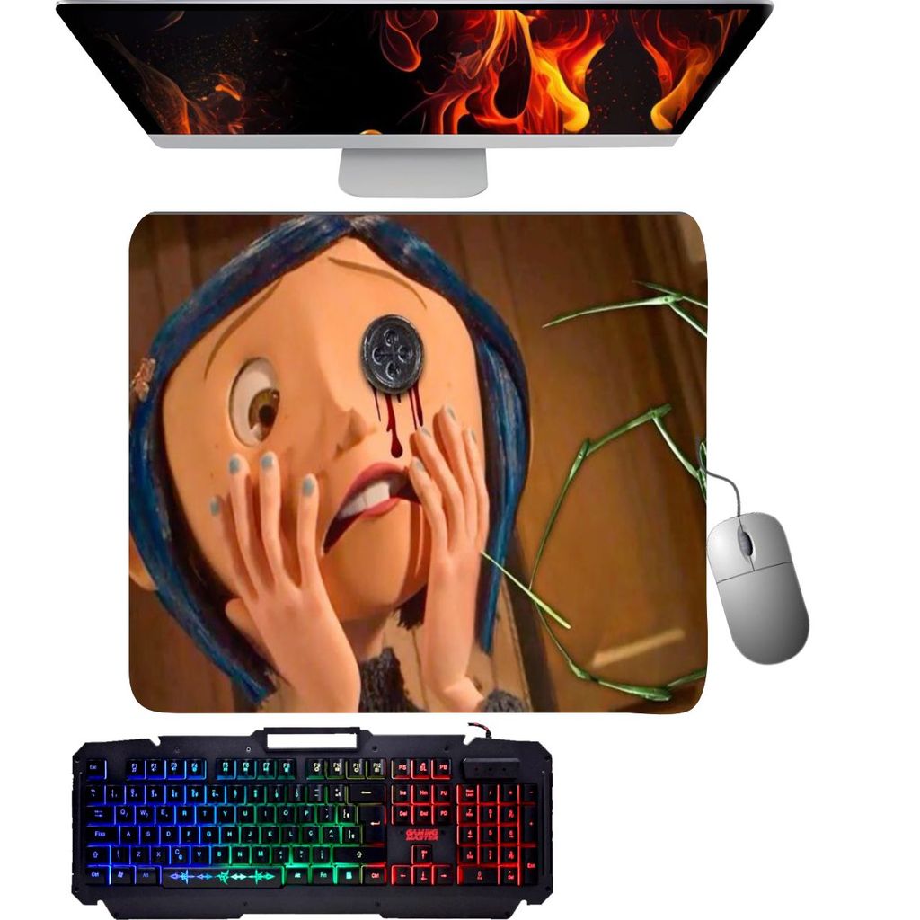 Mouse Pad gamer - Coraline Olhos de Botões