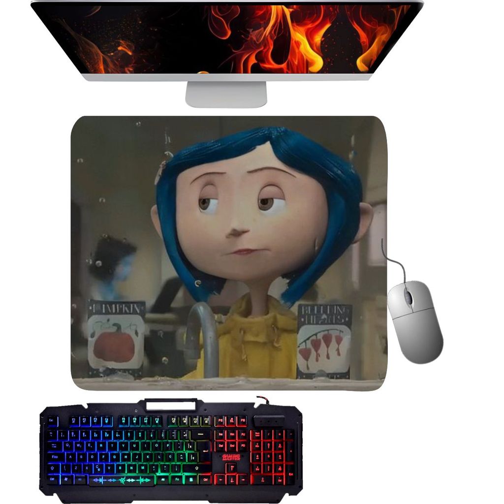 Mouse pad gamer - Coraline na Janela
