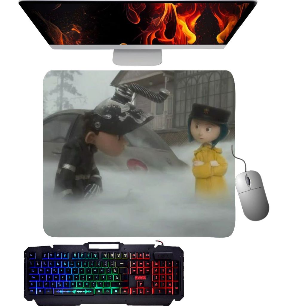 Mouse Pad gamer - Coraline e Wybie