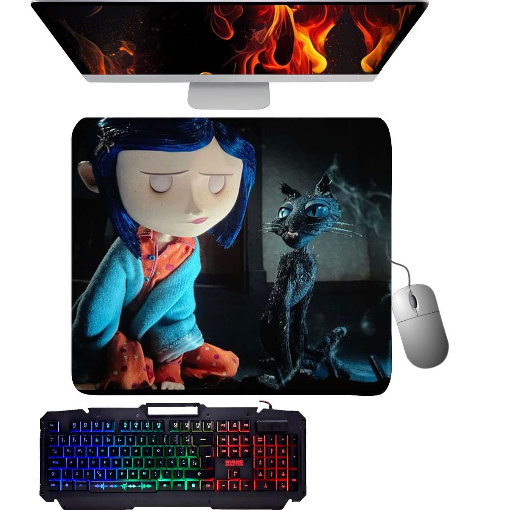 Mouse Pad Gamer - Coraline e Gato