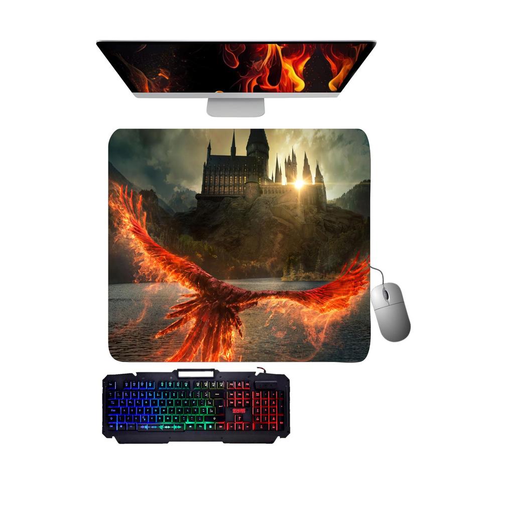 Mouse Pad gamer Hogwarts e a Fênix.