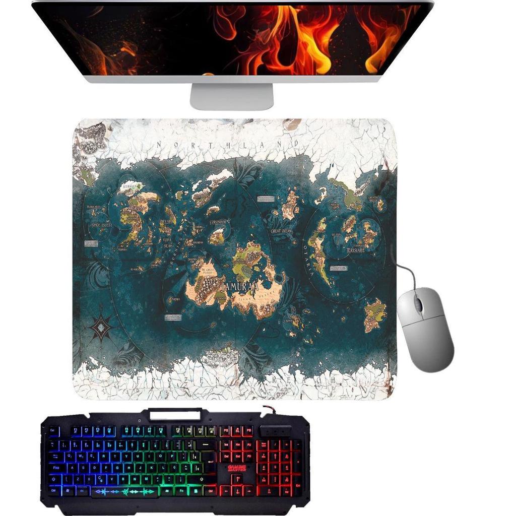 Mouse Pad gamer -  mapa de Dominária - Magic: the Gathering.