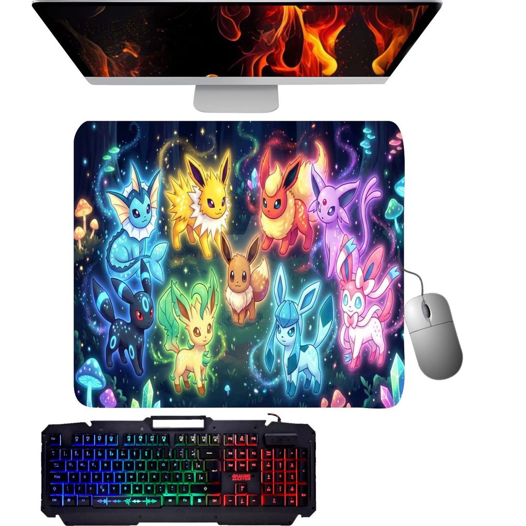 Mouse pad gamer grande- Pokemon - eeveelutions 3